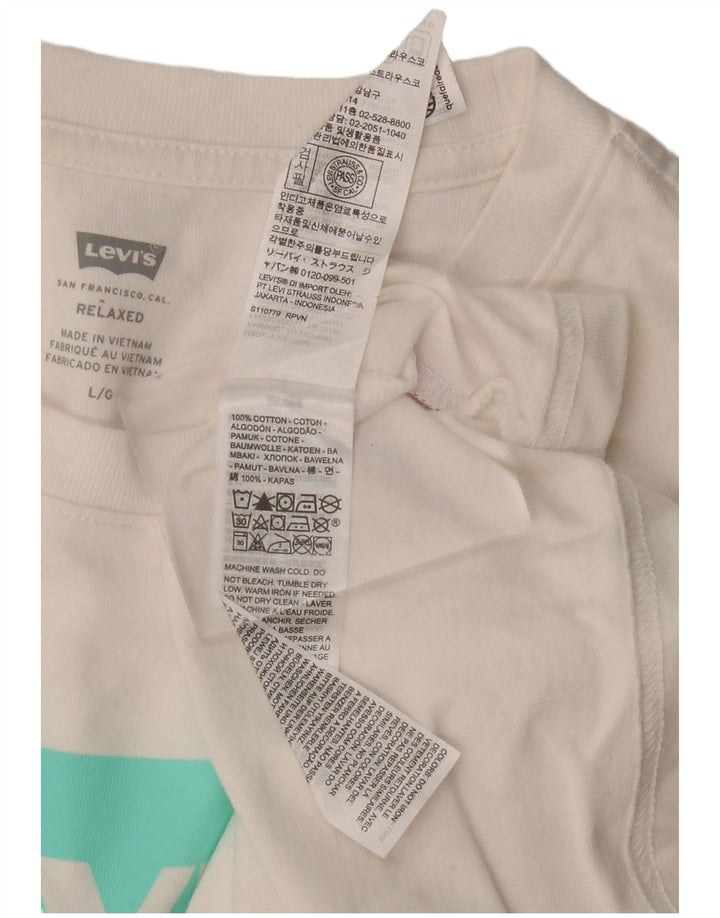 LEVI'S Mens Relaxed Graphic T-Shirt Top Large Off White Cotton
