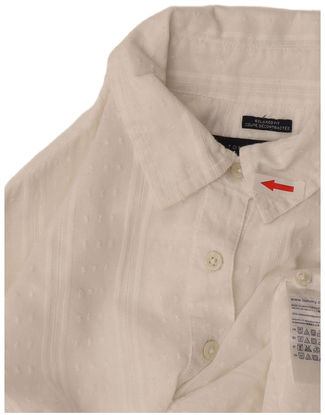 Tommy Hilfiger Chemise pull coupe décontractée pour femme UK 10 Petit blanc rayé