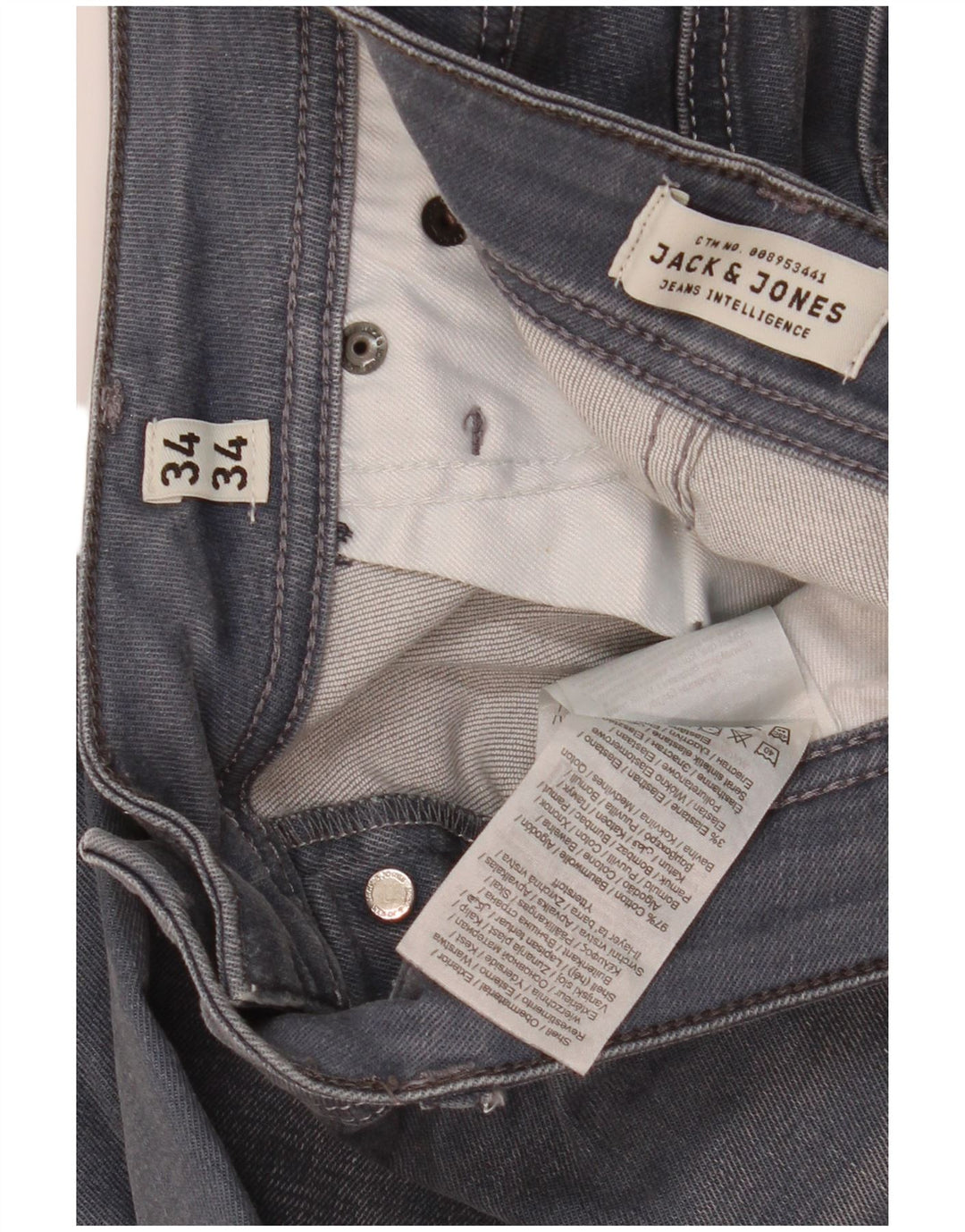 Jack & Jones Jean Slim Tim Homme W34 L34 Gris Coton