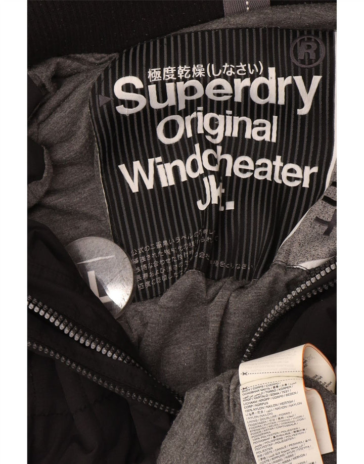 Superdry Veste coupe-vent graphique Windcheater pour femme UK 16 Large Noir