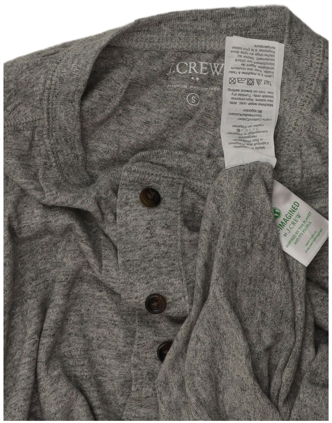 J. CREW Haut Homme Manches Longues Petit Coton Chiné Gris