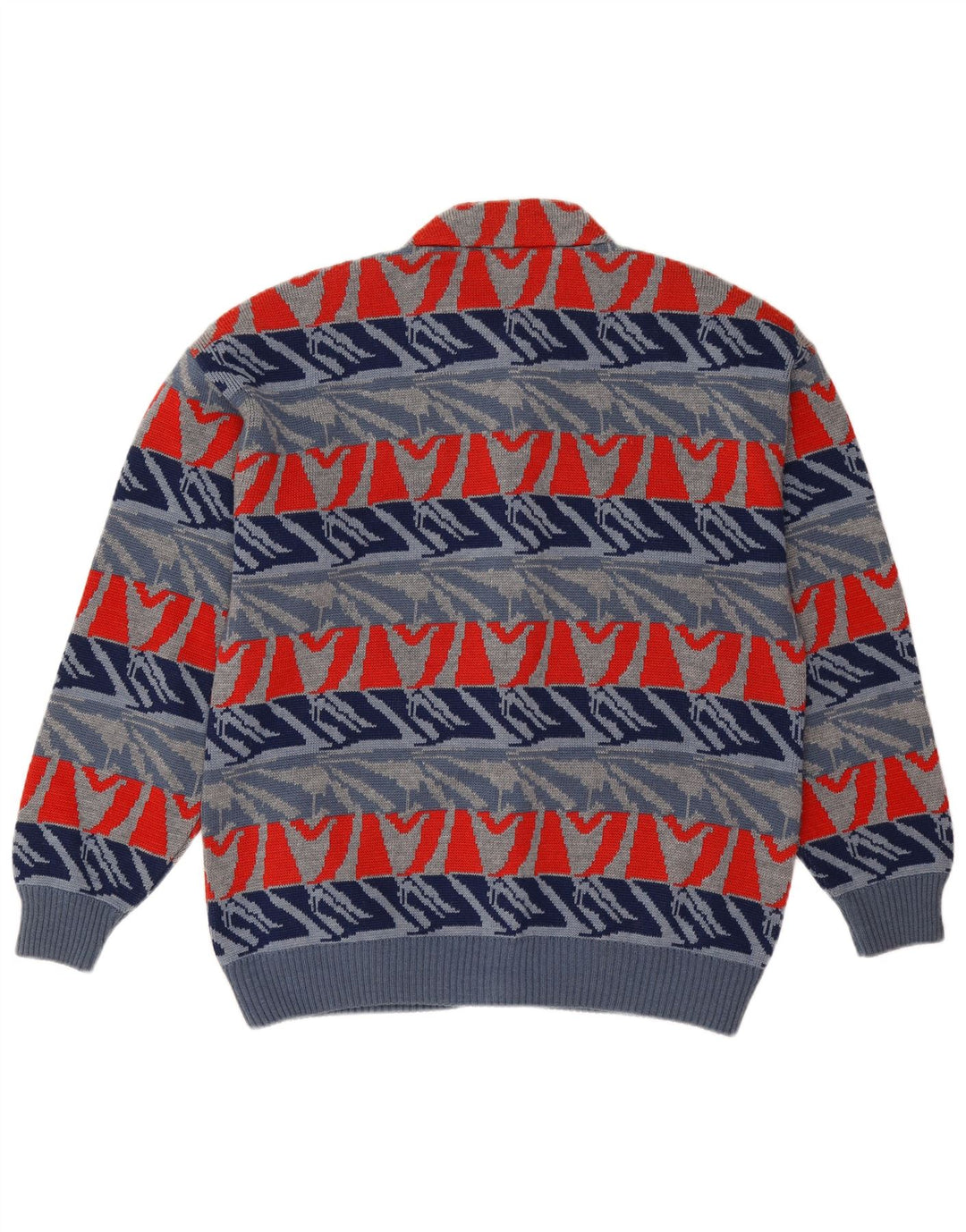Settebello Cardigan Homme Pull Large Bleu Géométrique Laine