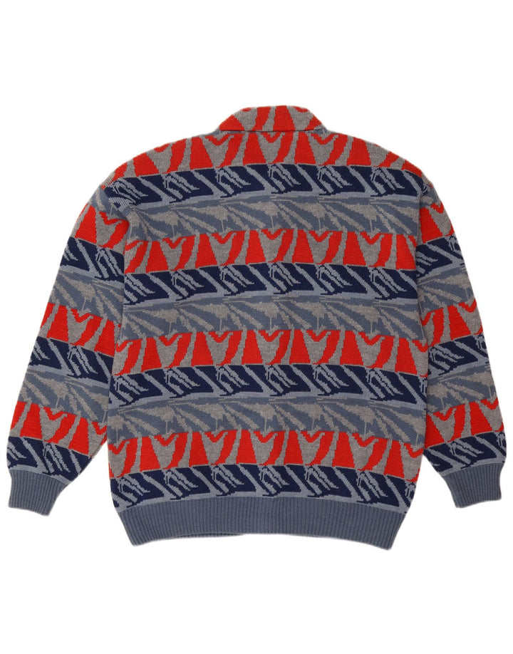 Settebello Cardigan Homme Pull Large Bleu Géométrique Laine
