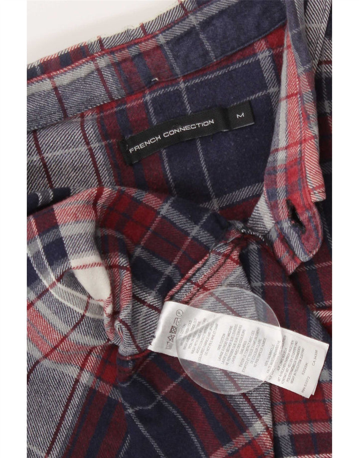 French Connection Chemise en Flanelle Homme Bleu Marine Moyen à Carreaux en Coton