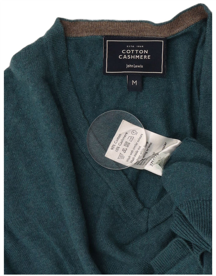 John Lewis Pull col V pour homme en coton bleu moyen
