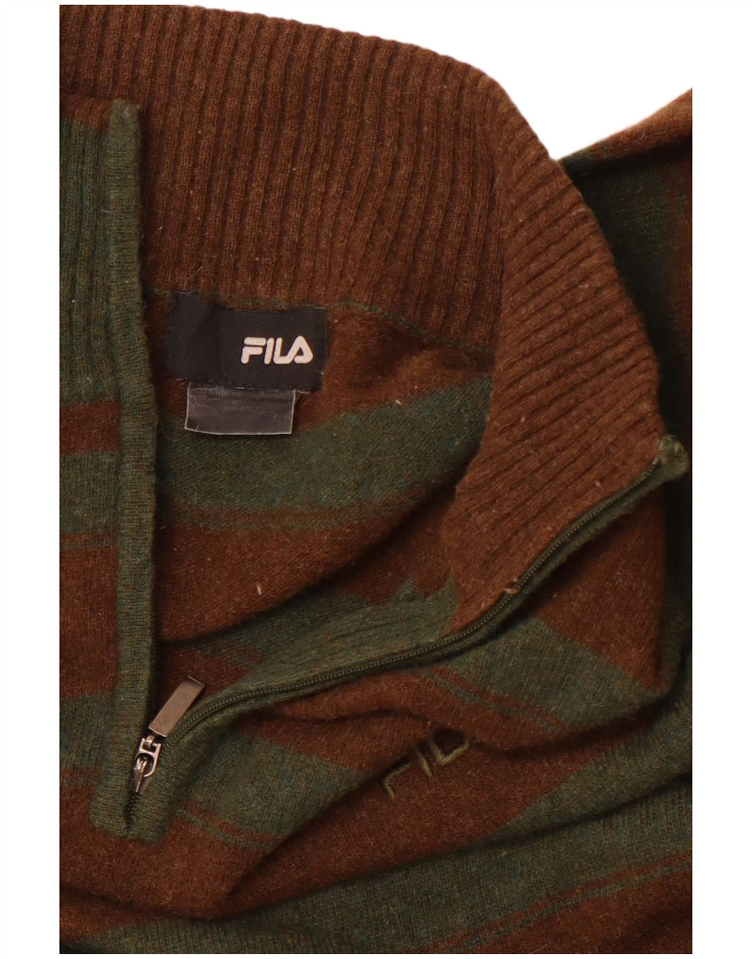 FILA Pull col zippé homme XL marron rayé