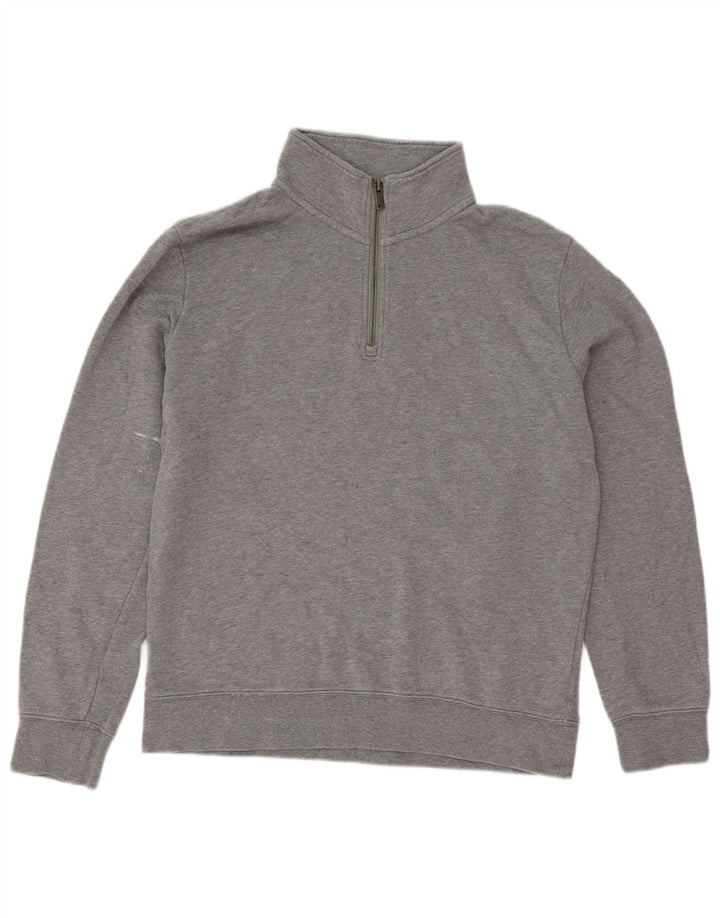 Marks & Spencer Sweat-Shirt Col Zippé Homme Gris Moyen Coton