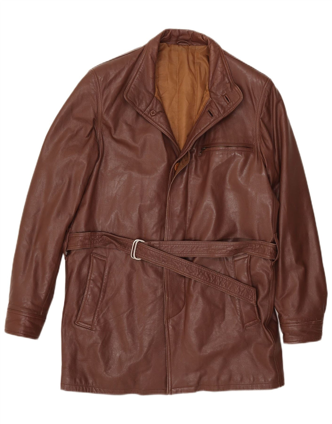 manteau en cuir homme vintage IT 46 Petit Marron