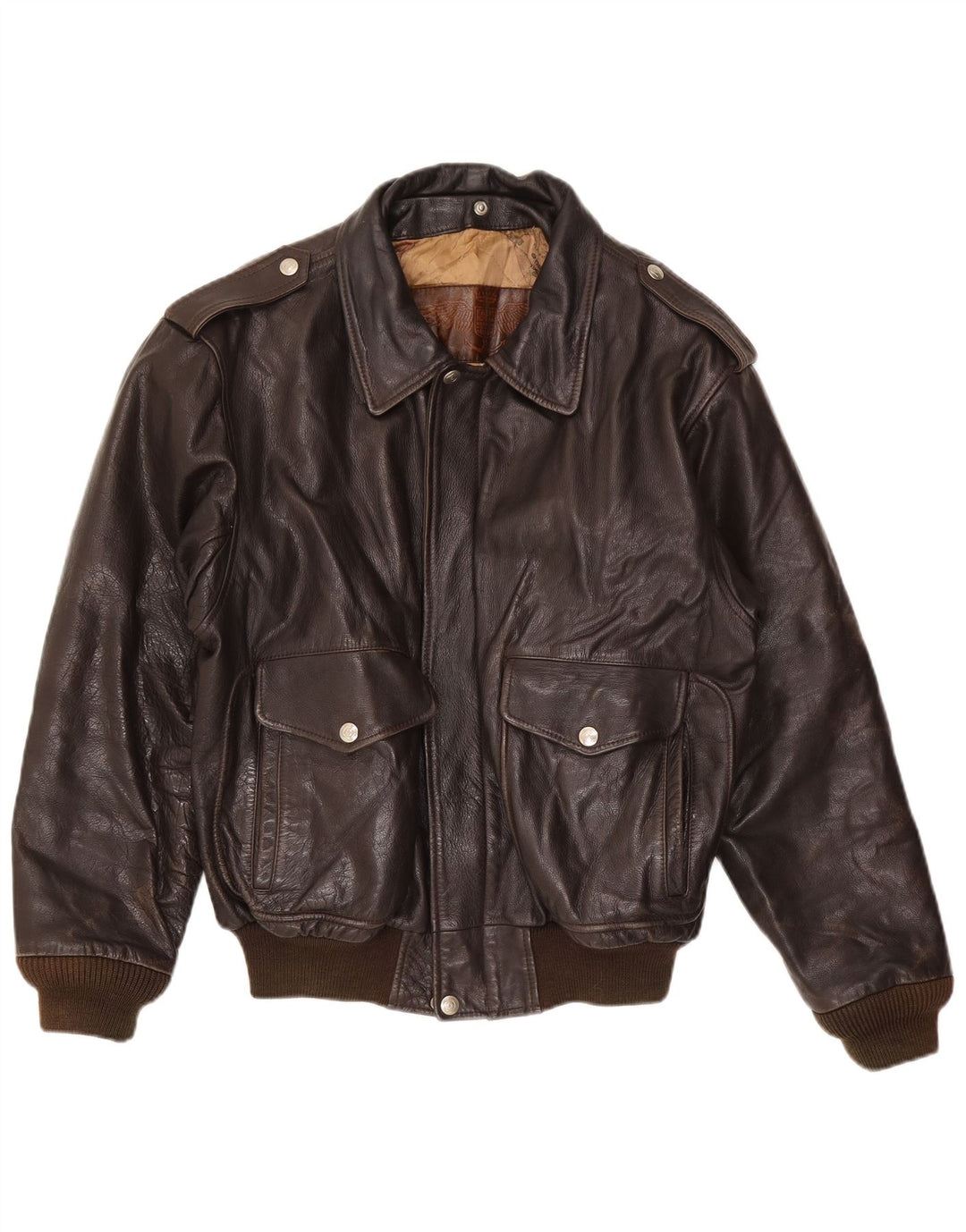 veste en cuir militaire vintage pour hommes IT 54 2XL Marron
