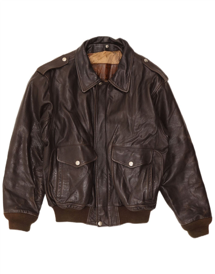 veste en cuir militaire vintage pour hommes IT 54 2XL Marron