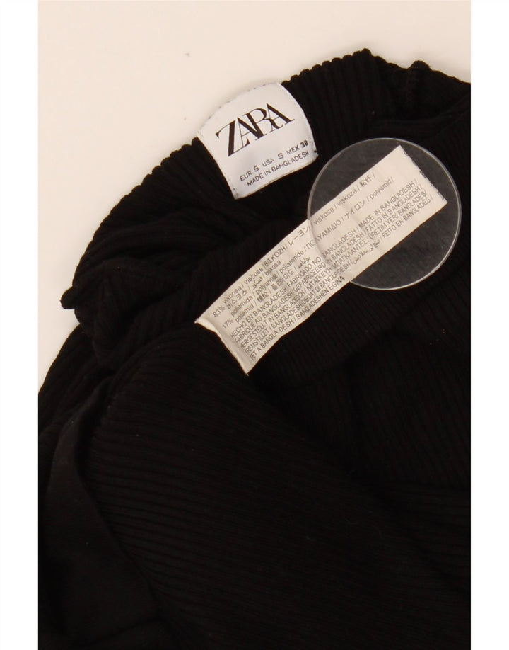 ZARA Pull à col roulé pour femme UK 8 Small Noir Viscose