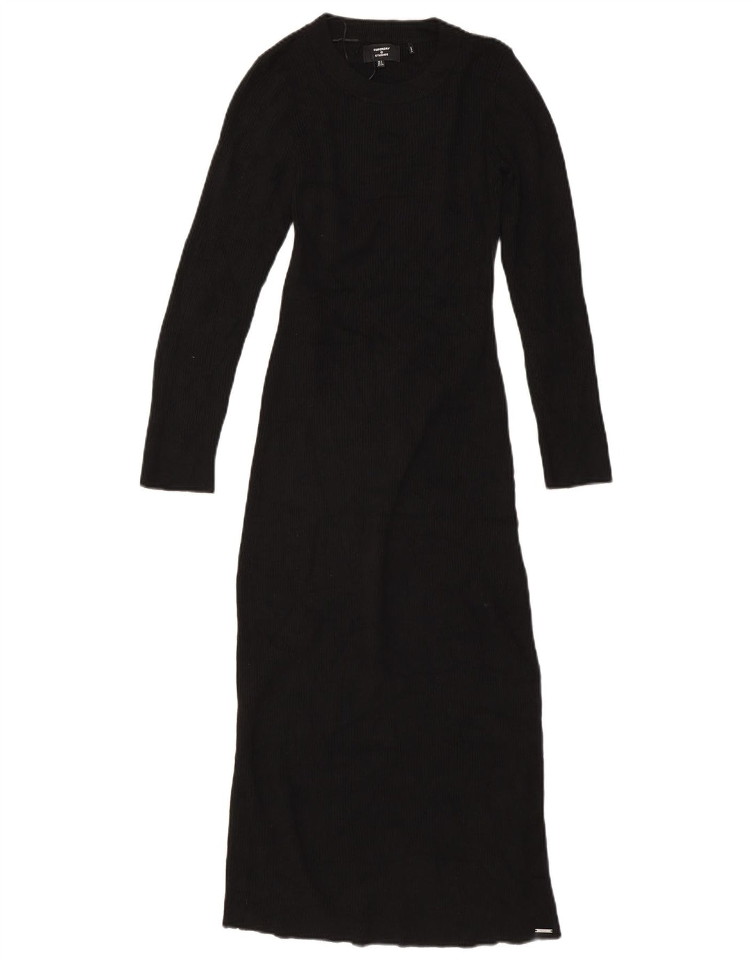 SUPERDRY Femme Maxi Robe Pull UK 8 Petit Noir Viscose