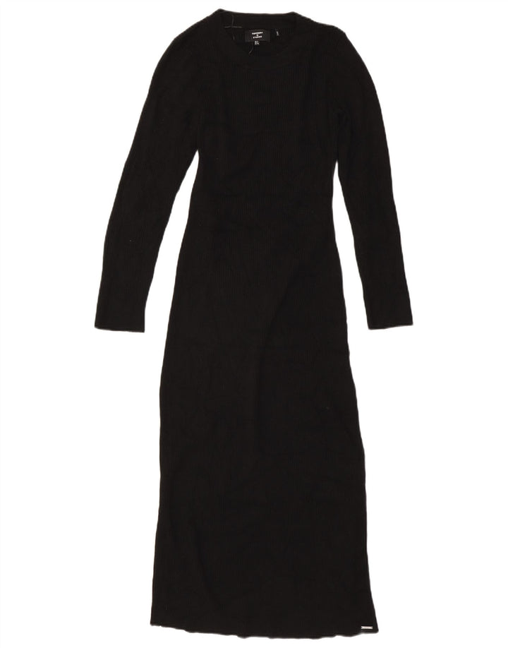 SUPERDRY Femme Maxi Robe Pull UK 8 Petit Noir Viscose