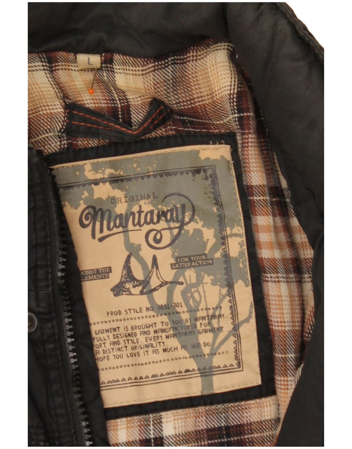 MANTARAY Mens Utility Jacket UK 40 Large Black Cotton