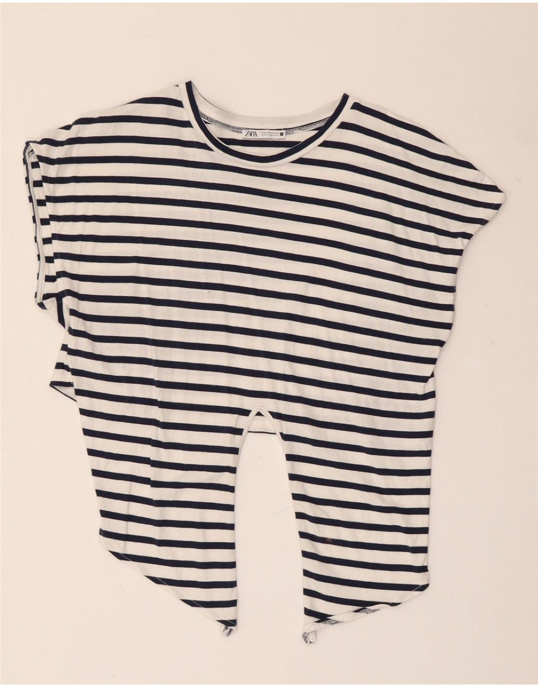 ZARA Womens Crop Top UK 14 Medium White Striped