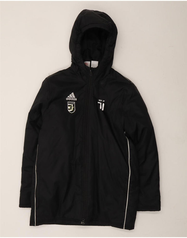 ADIDAS Boys Juventus Hooded Padded Coat 13-14 Years Black Polyester Vintage Adidas and Second-Hand Adidas from Messina Hembry 
