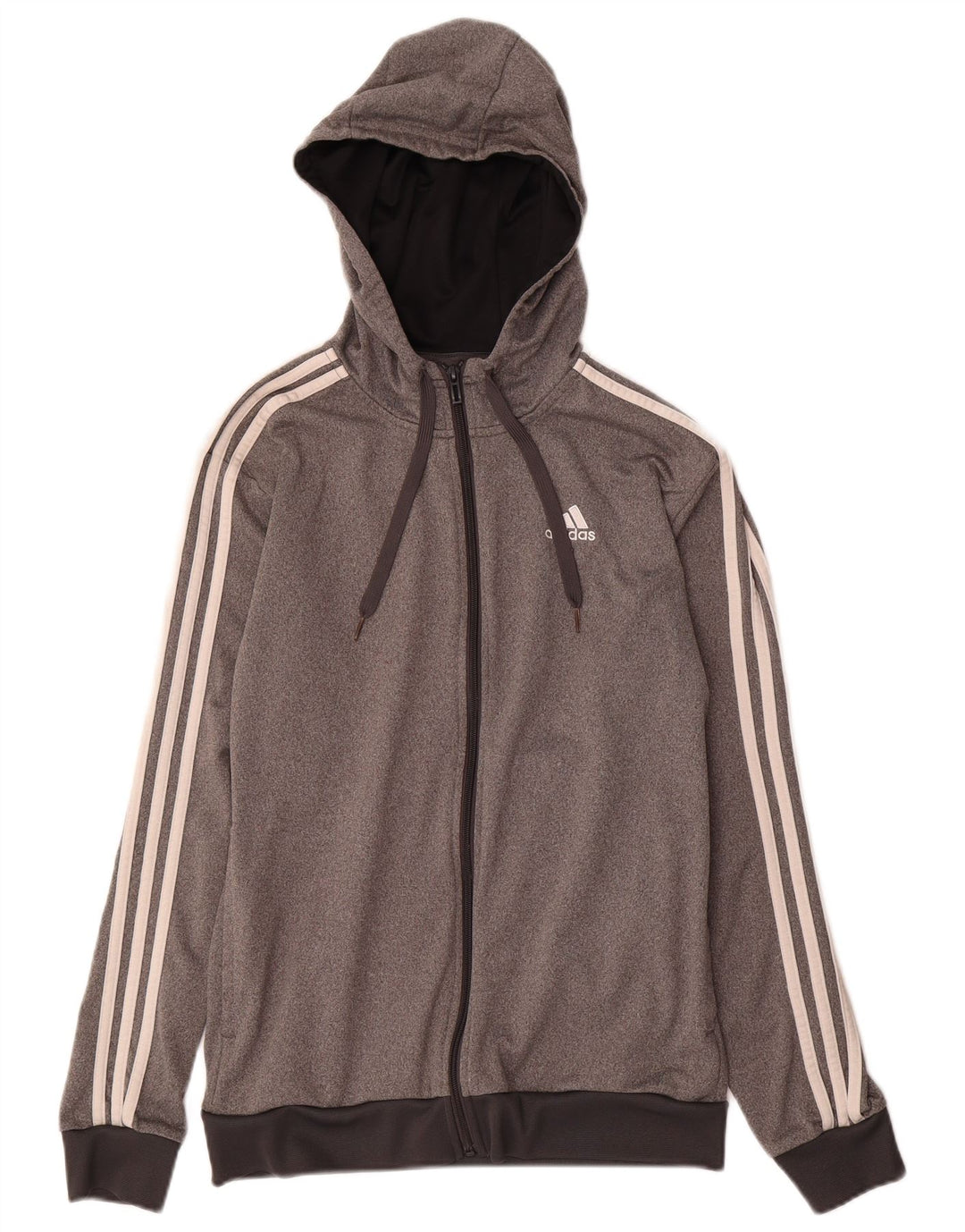 Adidas Pull à capuche zippé pour homme UK 34/36 Petit Gris Polyester