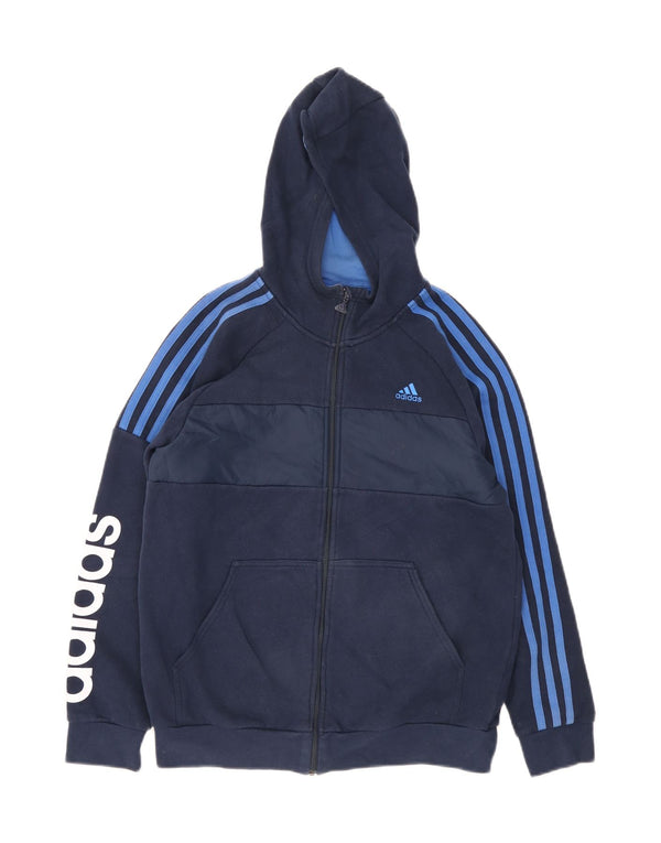 Adidas Pull à capuche zippé graphique pour garçon 14-15 ans Bleu marine Colourblock