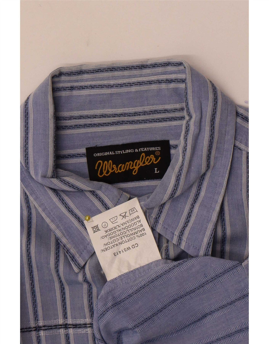 Wrangler Chemise à manches courtes pour homme en coton à rayures bleues