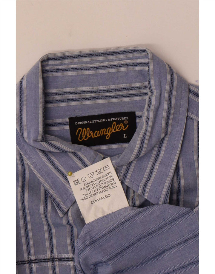 Wrangler Chemise à manches courtes pour homme en coton à rayures bleues