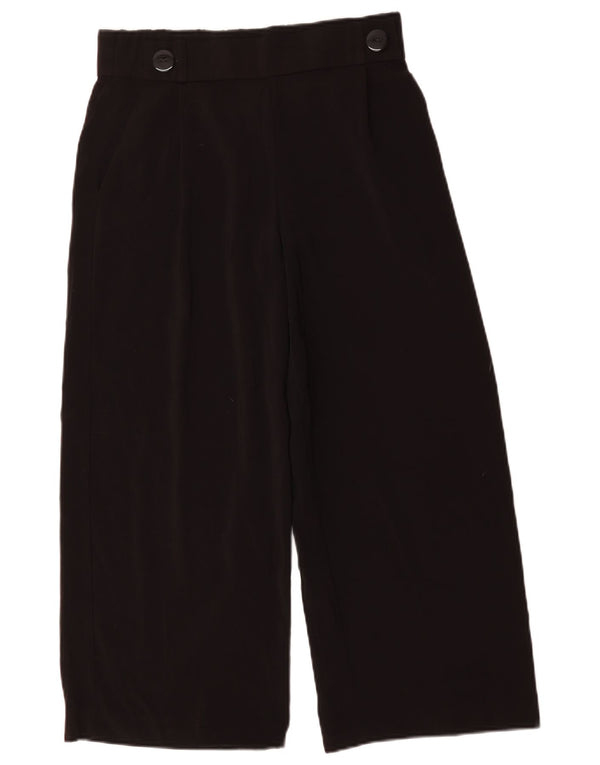 Zara Femmes Trafaluc Pantalon Court À Jambe Large Taille Moyenne W28 L26 Noir