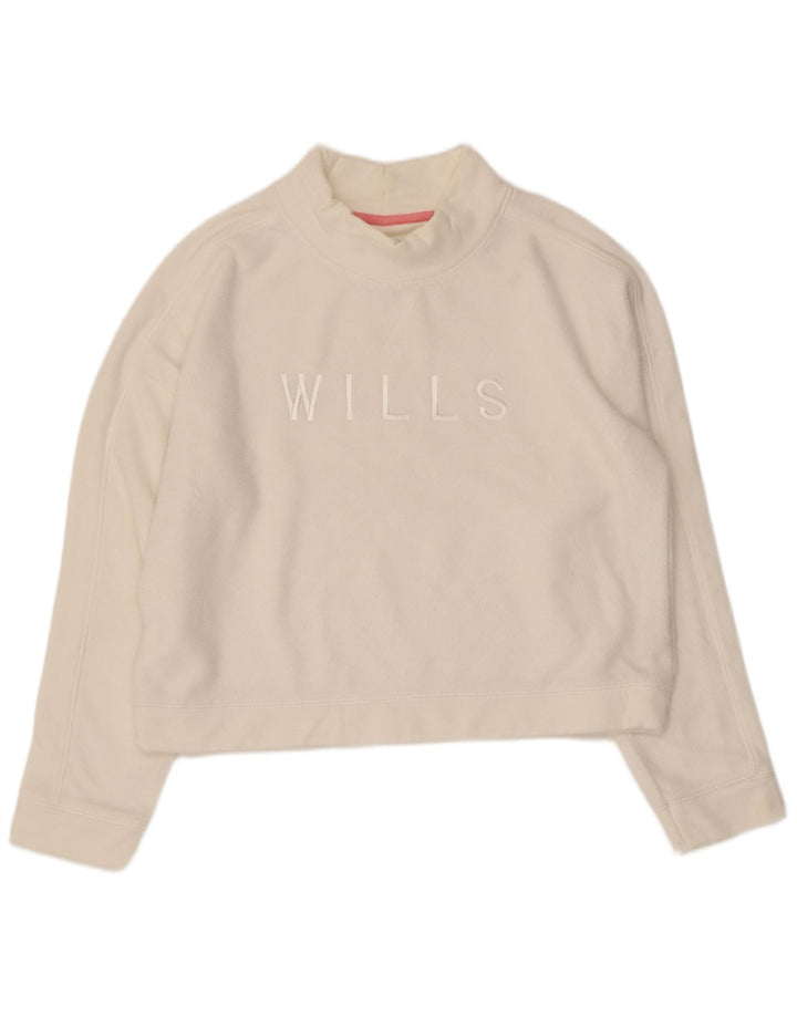 Jack Wills Sweat-shirt court graphique pour femme UK 14 Large Blanc
