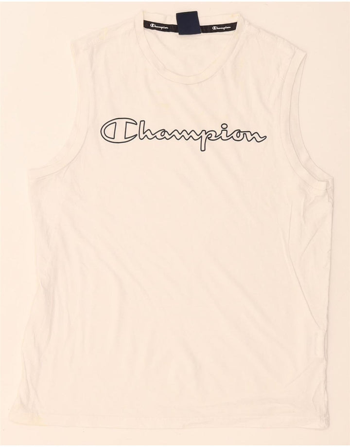 Champion Débardeur Graphique Homme Blanc Moyen Coton
