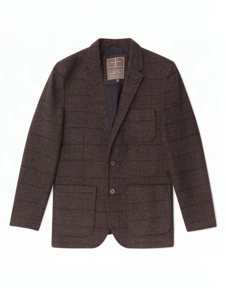 Jasper Conran Veste blazer à 2 boutons pour homme UK 40 en laine à carreaux gris