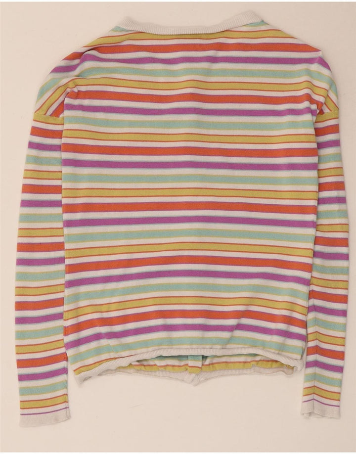Lacoste Womens Crop Cardigan Sweater Taille 36 Petit Rayé Multicolore