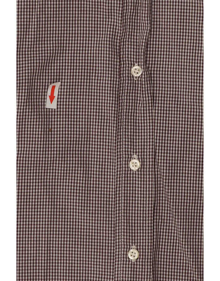 Benetton Chemise Femme UK 16 Grand Vichy Marron