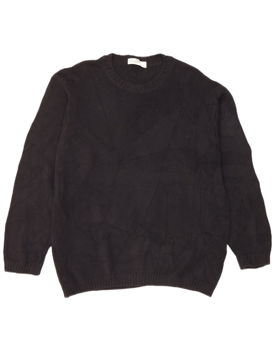 Marks & Spencer Pull à col rond pour homme en coton noir Taille L