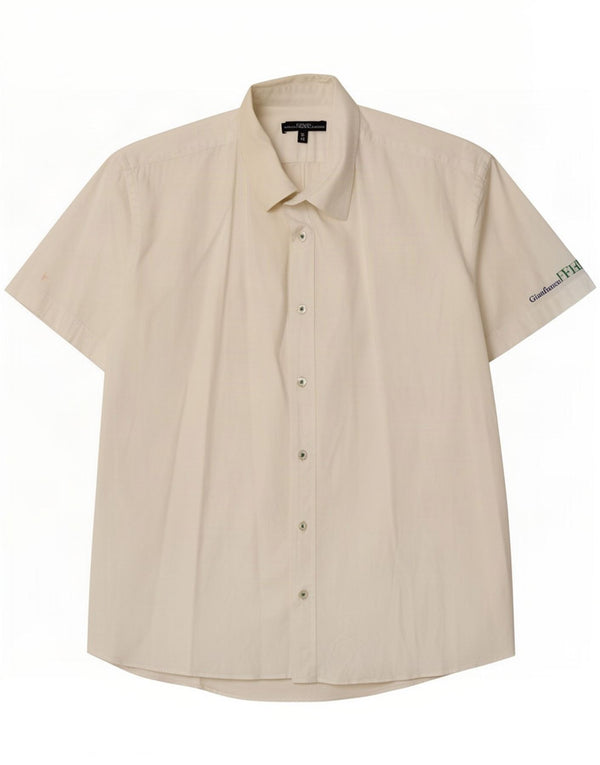Gianfranco Ferre Chemise à manches courtes pour homme IT 48 Coton blanc moyen