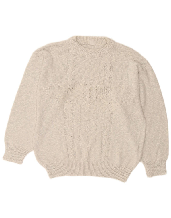 vintage Femmes Crew Neck Jumper Pull UK 18 XL Gris
