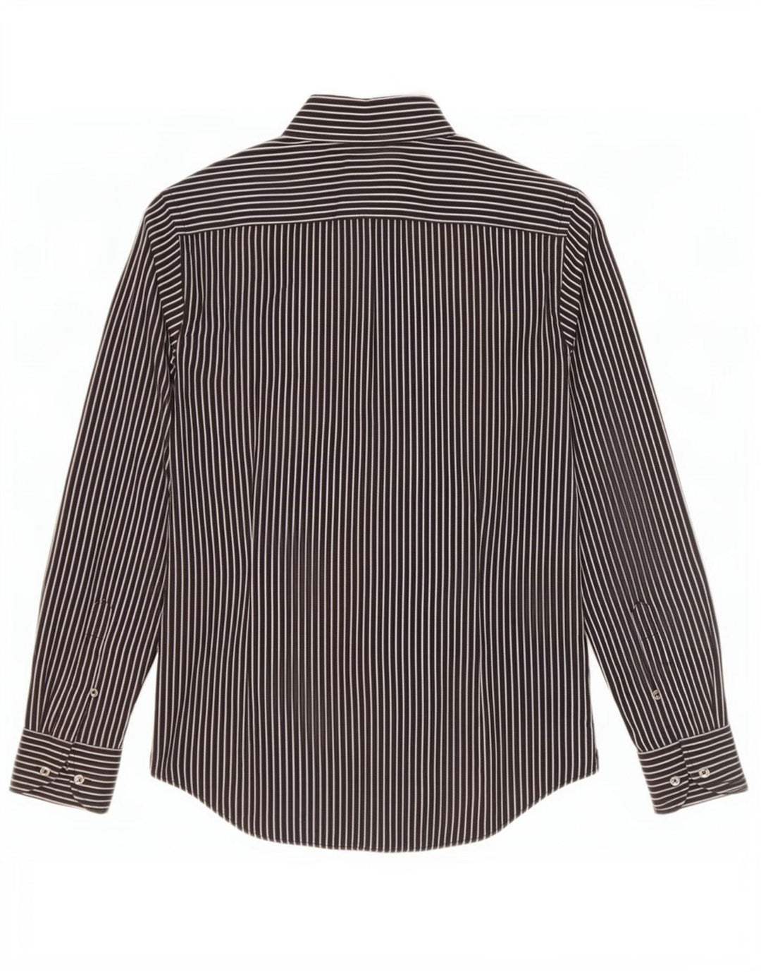 Benetton Chemise Femme UK 12 Coton à fines rayures noir moyen