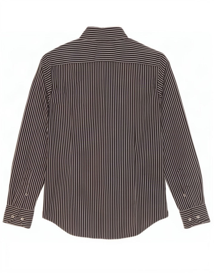 Benetton Chemise Femme UK 12 Coton à fines rayures noir moyen