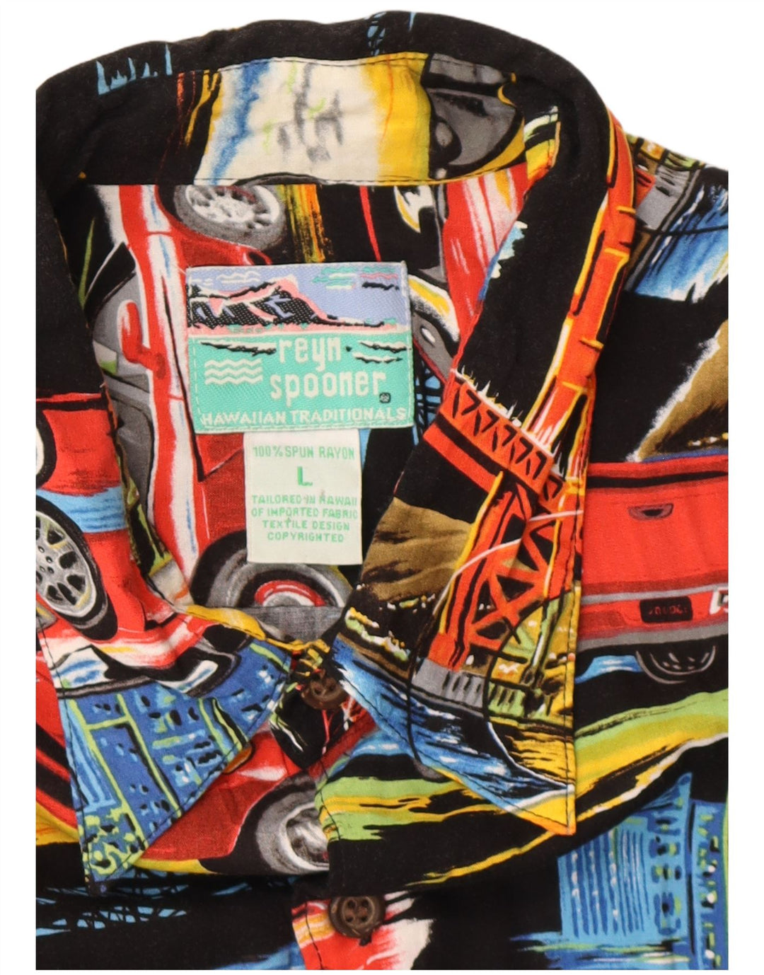 REYN SPOONER Chemise à manches courtes pour hommes Cars Large multicolore hawaïen