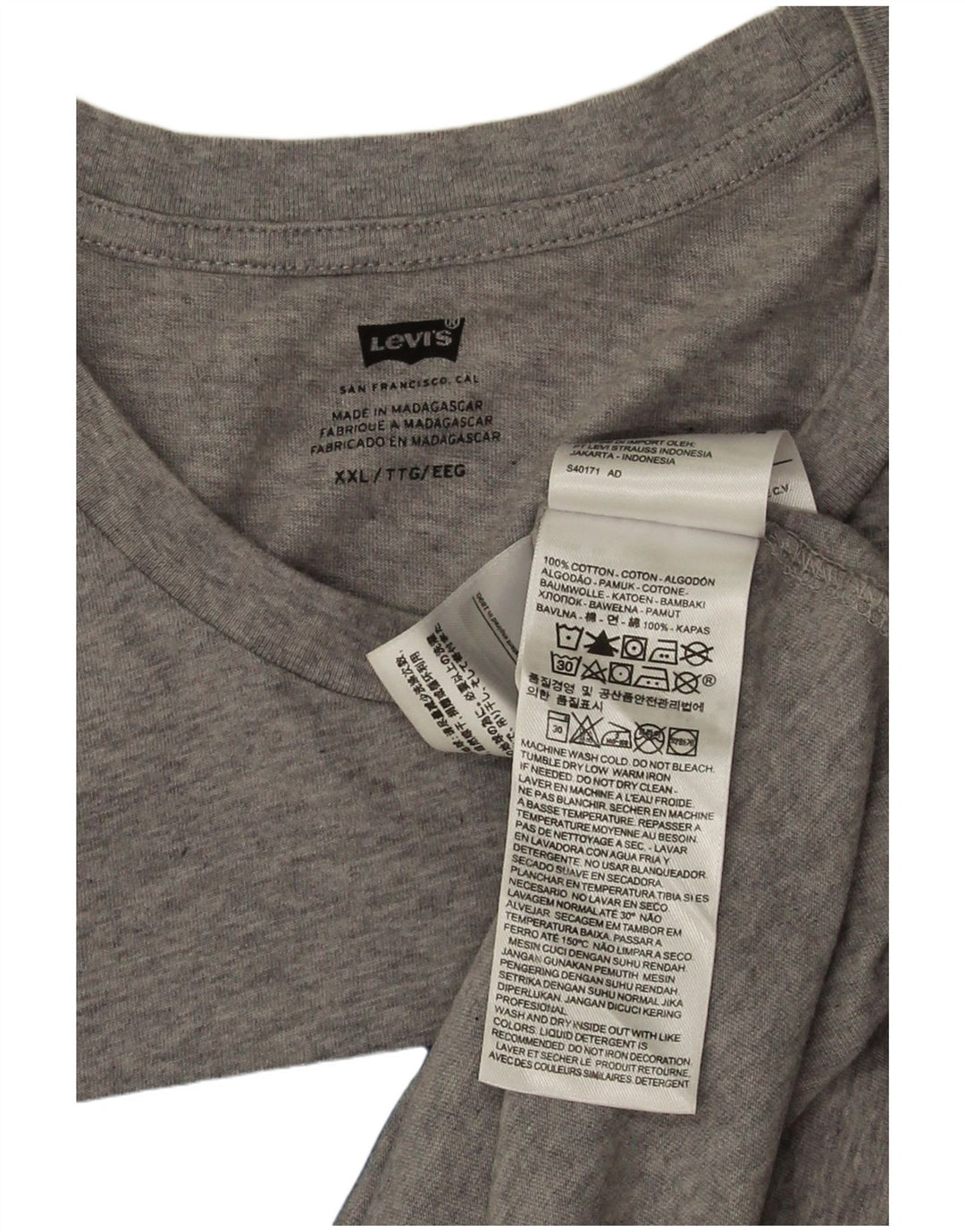 Levi's T-Shirt Graphique Homme 2XL Gris Coton