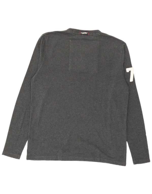 Superdry Haut Graphique à Manches Longues 2XL Homme Gris Coton