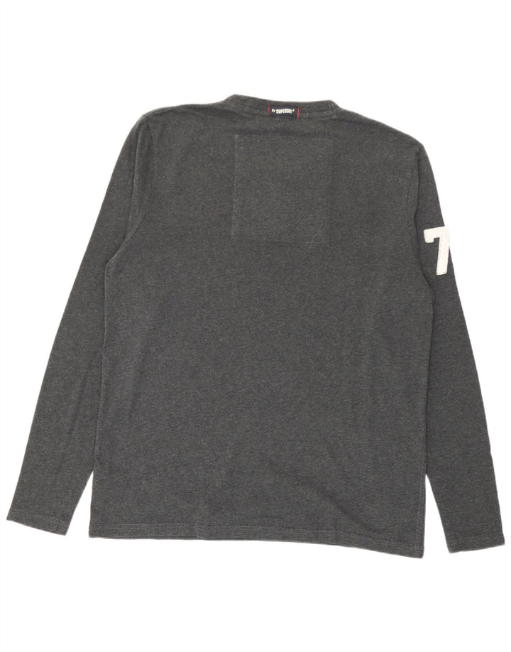 Superdry Haut Graphique à Manches Longues 2XL Homme Gris Coton