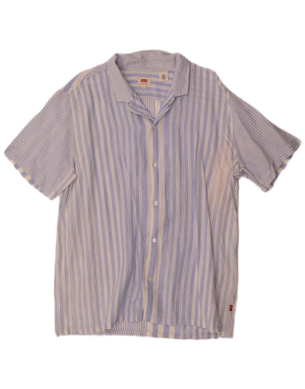 Levi's Chemise à Manches Courtes Homme Bleu Rayé Lin