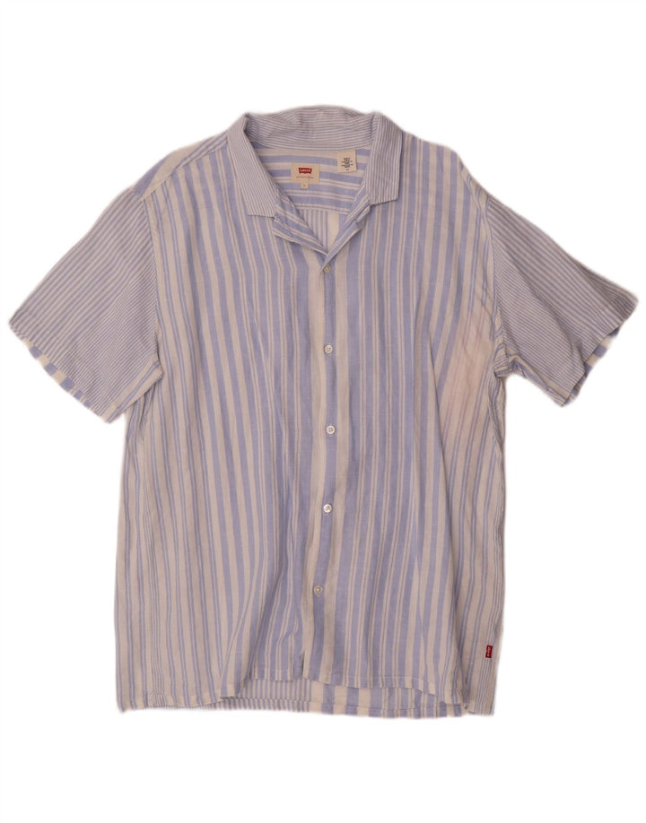 Levi's Chemise à Manches Courtes Homme Bleu Rayé Lin