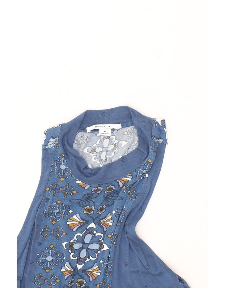 O'NEILL Womens A-Line Dress UK 14  Medium Blue Floral Viscose Vintage O'Neill and Second-Hand O'Neill from Messina Hembry 
