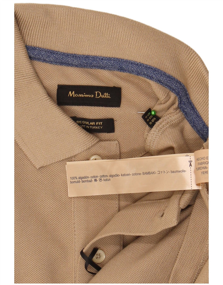 Massimo Dutti Polo Regular Fit Homme Coton Beige Moyen