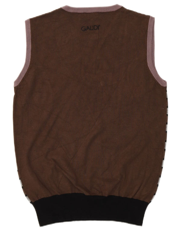 Gaudi Womens Vest Tank Top UK 12 Viscose rayée marron moyen