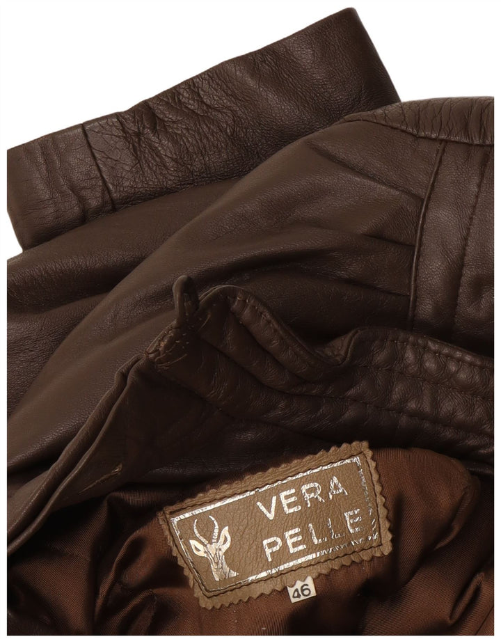 veste en cuir femme vintage IT 46 Grand cuir marron