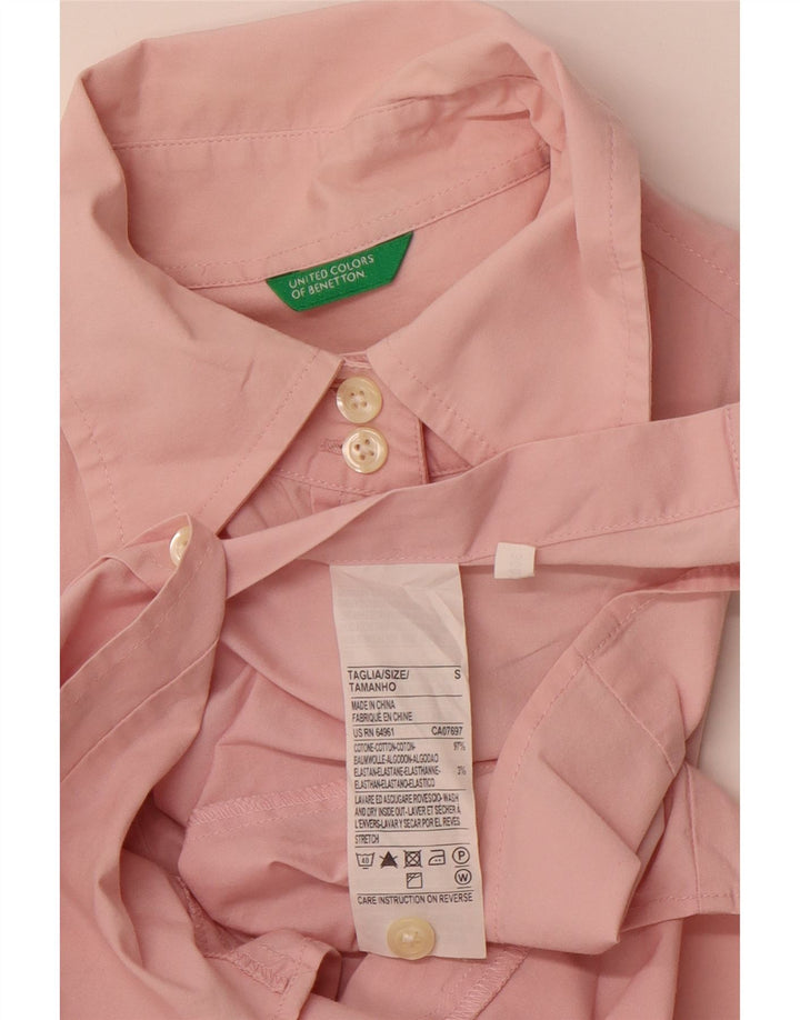 BENETTON Chemise Femme UK 10 Petit Rose Coton