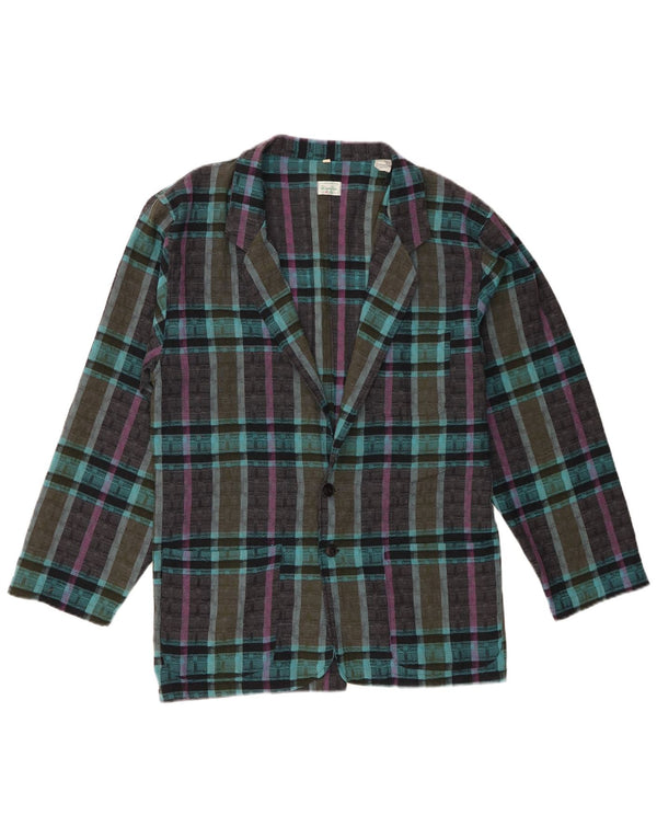 Benetton Veste Blazer 2 Boutons Homme UK 36 Petit Carreau Bleu Polyester