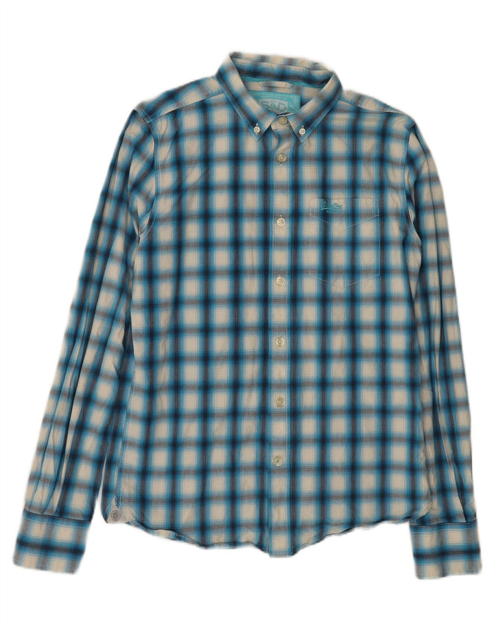 Superdry Chemise Homme Grand Carreau Bleu Coton