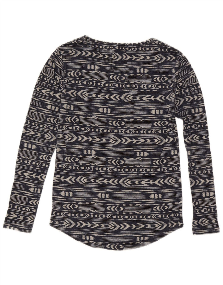 Roxy Femme Top Manches Longues UK 6 XS Bleu Marine Géométrique Polyester