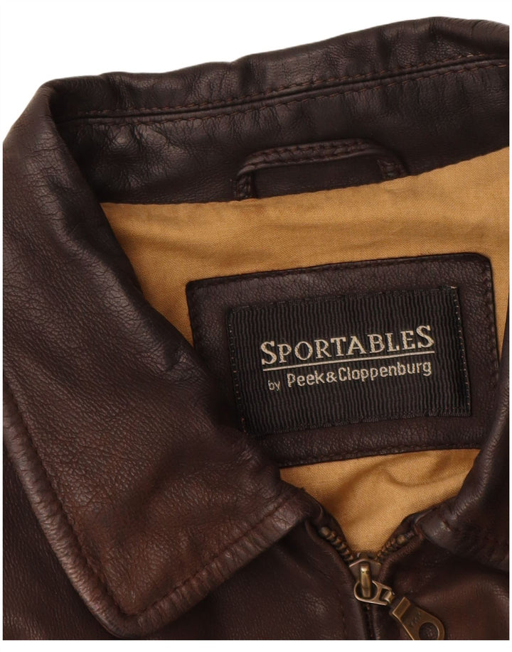 Peek & Cleppenburg Veste en cuir pour homme UK 40 Grand cuir marron